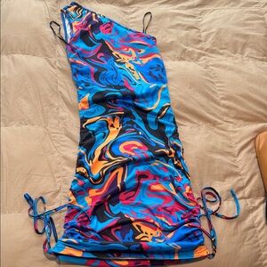 SHEIN Vibrant Swirl Midi Dress